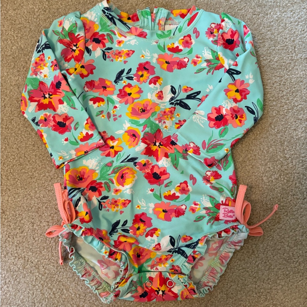 Rufflebutts Floral Long-Sleeve Swimsuit